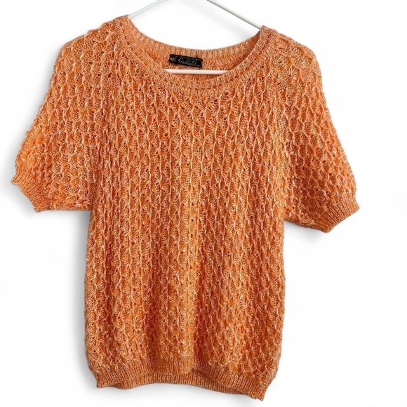 Confezioni di Lusso Women's Vintage Orange Stretchy Top Made in Italy Small - Picture 1 of 5
